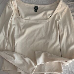 Wild Fable Cream Long Sleeve Ribbed Tee